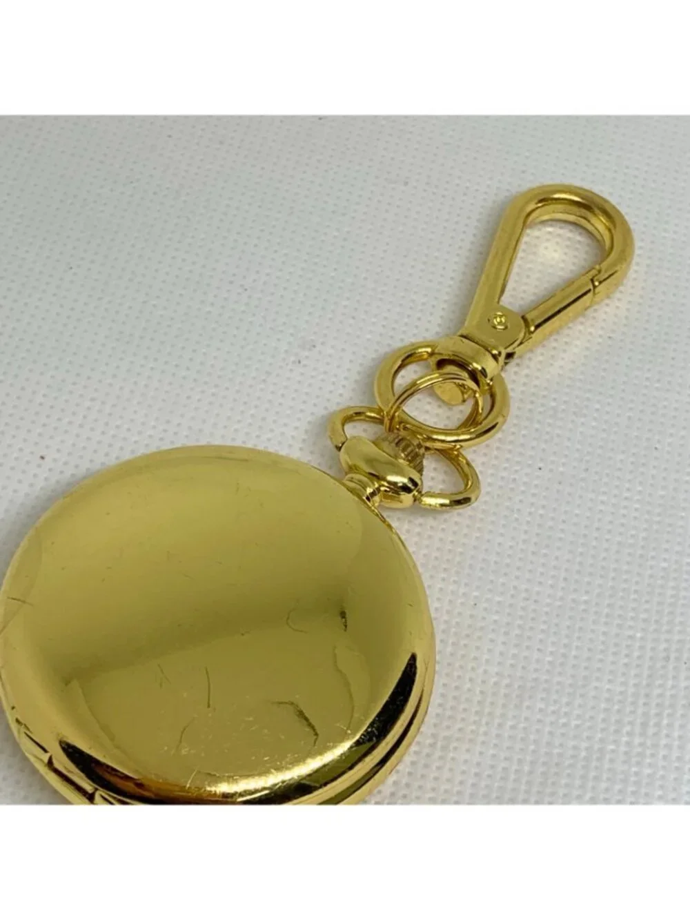 joy & iman Pocket Watch Quartz Clip On Purse Fob Gold Tone red dial running